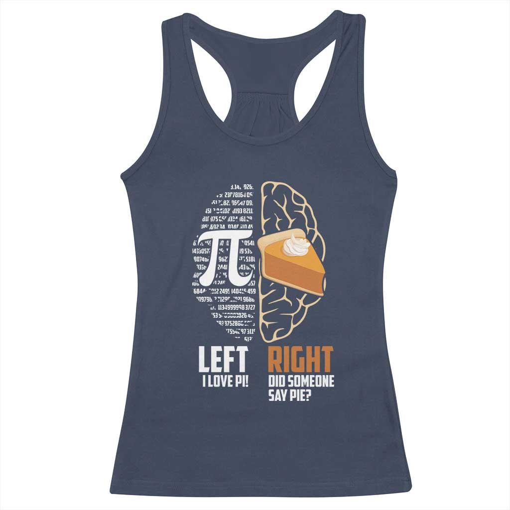 Funny Pi Day Racerback Tank Top Left Vs Right Brain 3,14 Pie Math Lover