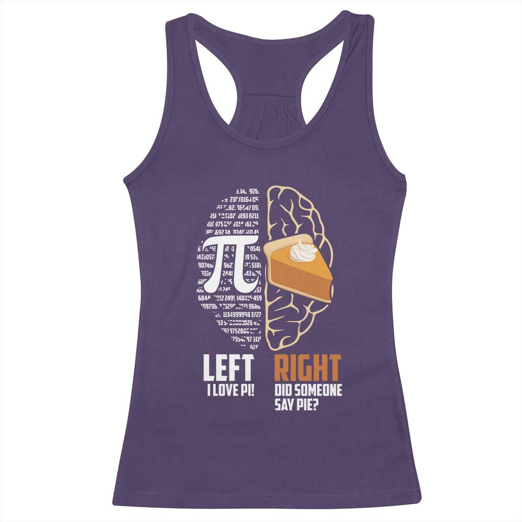 Funny Pi Day Racerback Tank Top Left Vs Right Brain 3,14 Pie Math Lover