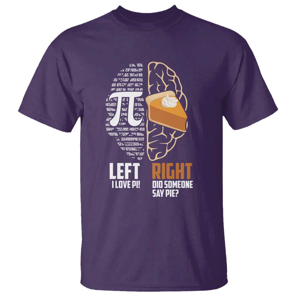 Funny Pi Day T Shirt Left Vs Right Brain 3,14 Pie Math Lover