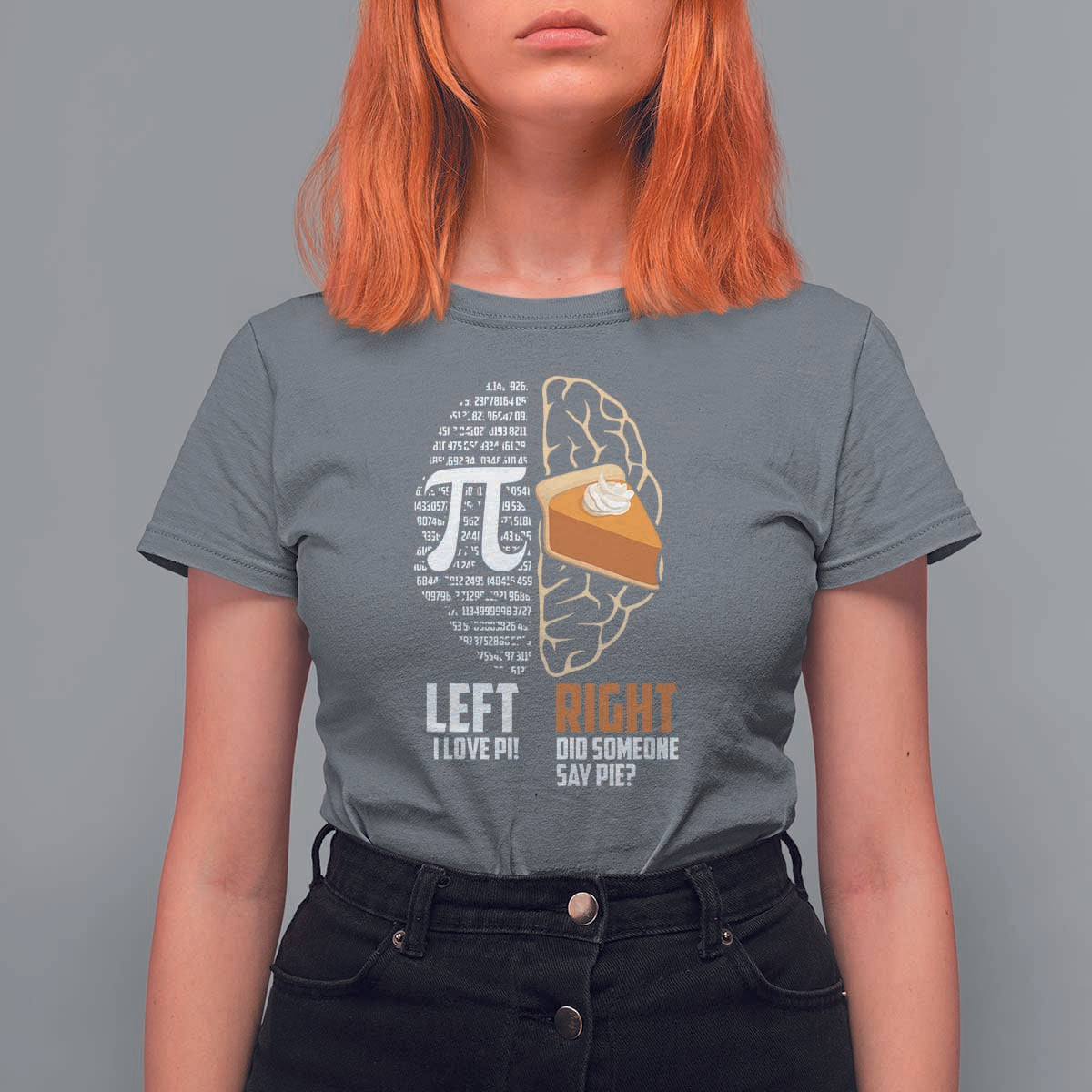 Funny Pi Day T Shirt For Women Left Vs Right Brain 3,14 Pie Math Lover