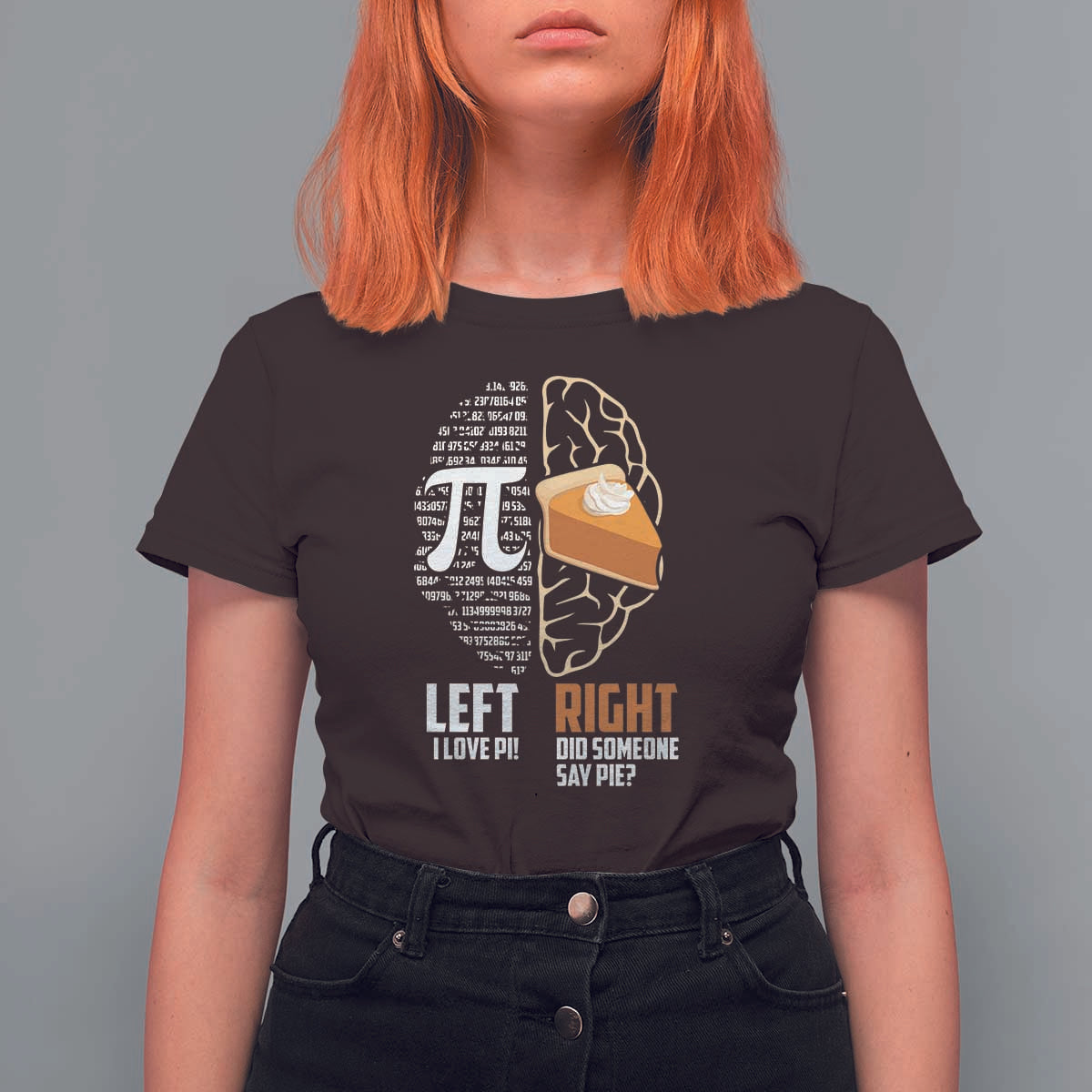 Funny Pi Day T Shirt For Women Left Vs Right Brain 3,14 Pie Math Lover