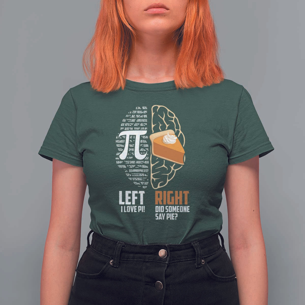 Funny Pi Day T Shirt For Women Left Vs Right Brain 3,14 Pie Math Lover