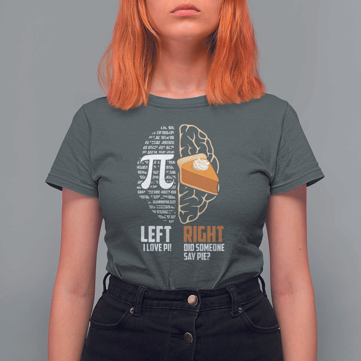 Funny Pi Day T Shirt For Women Left Vs Right Brain 3,14 Pie Math Lover