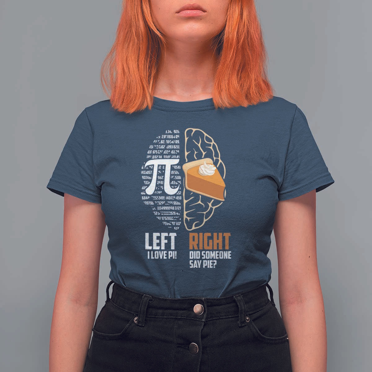 Funny Pi Day T Shirt For Women Left Vs Right Brain 3,14 Pie Math Lover