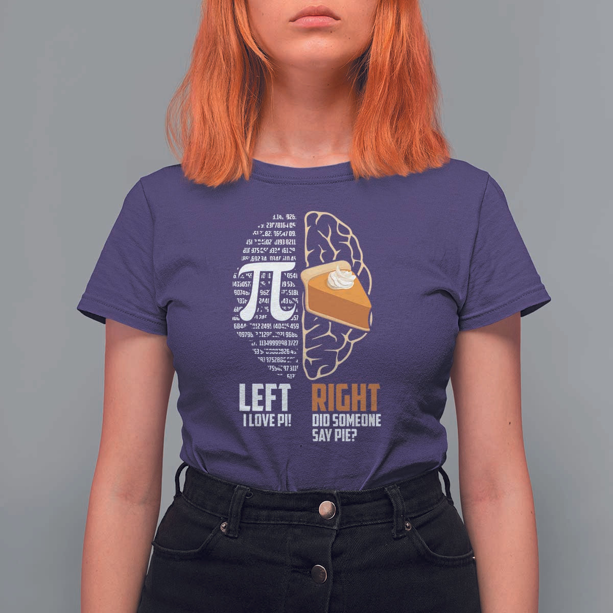 Funny Pi Day T Shirt For Women Left Vs Right Brain 3,14 Pie Math Lover
