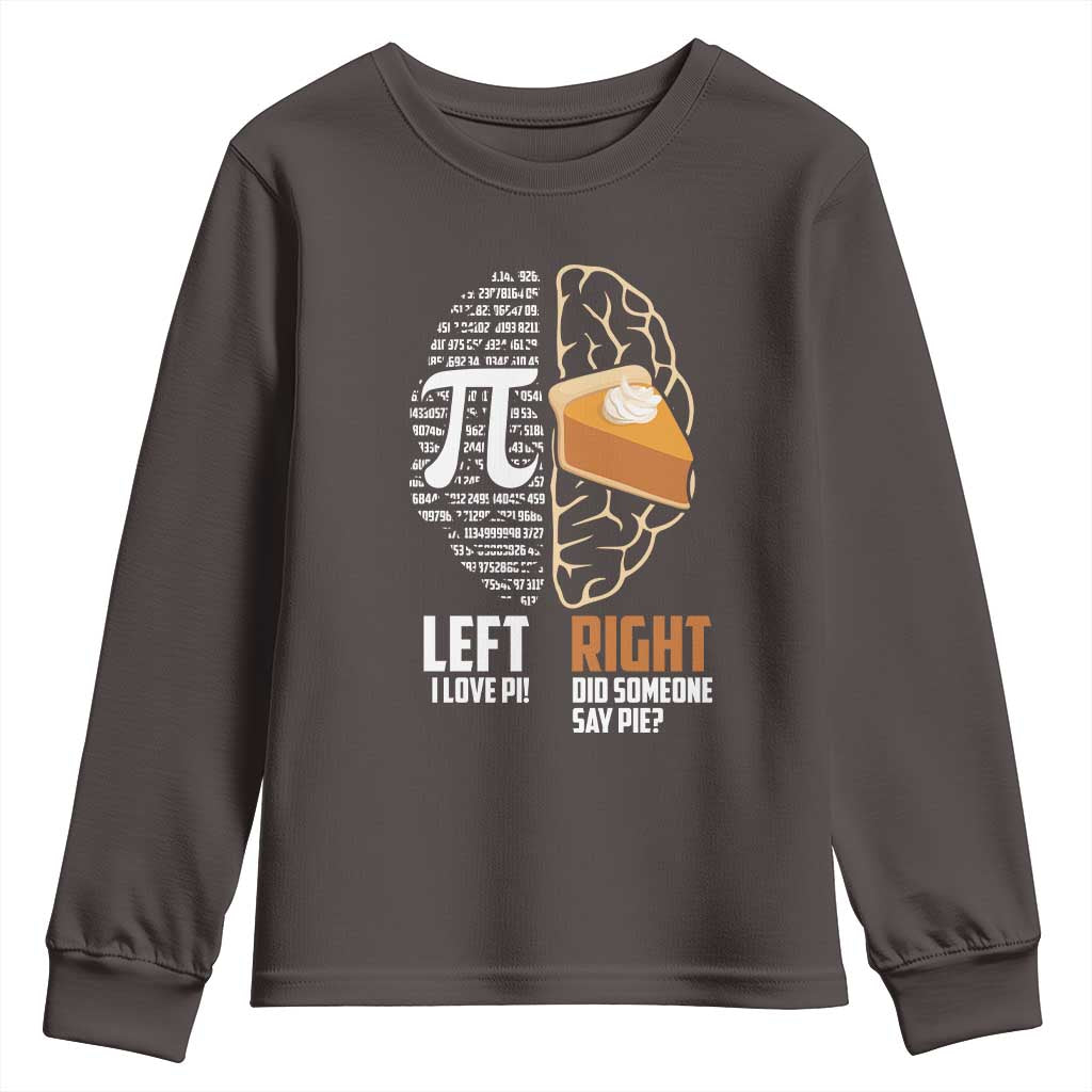 Funny Pi Day Youth Sweatshirt Left Vs Right Brain 3,14 Pie Math Lover