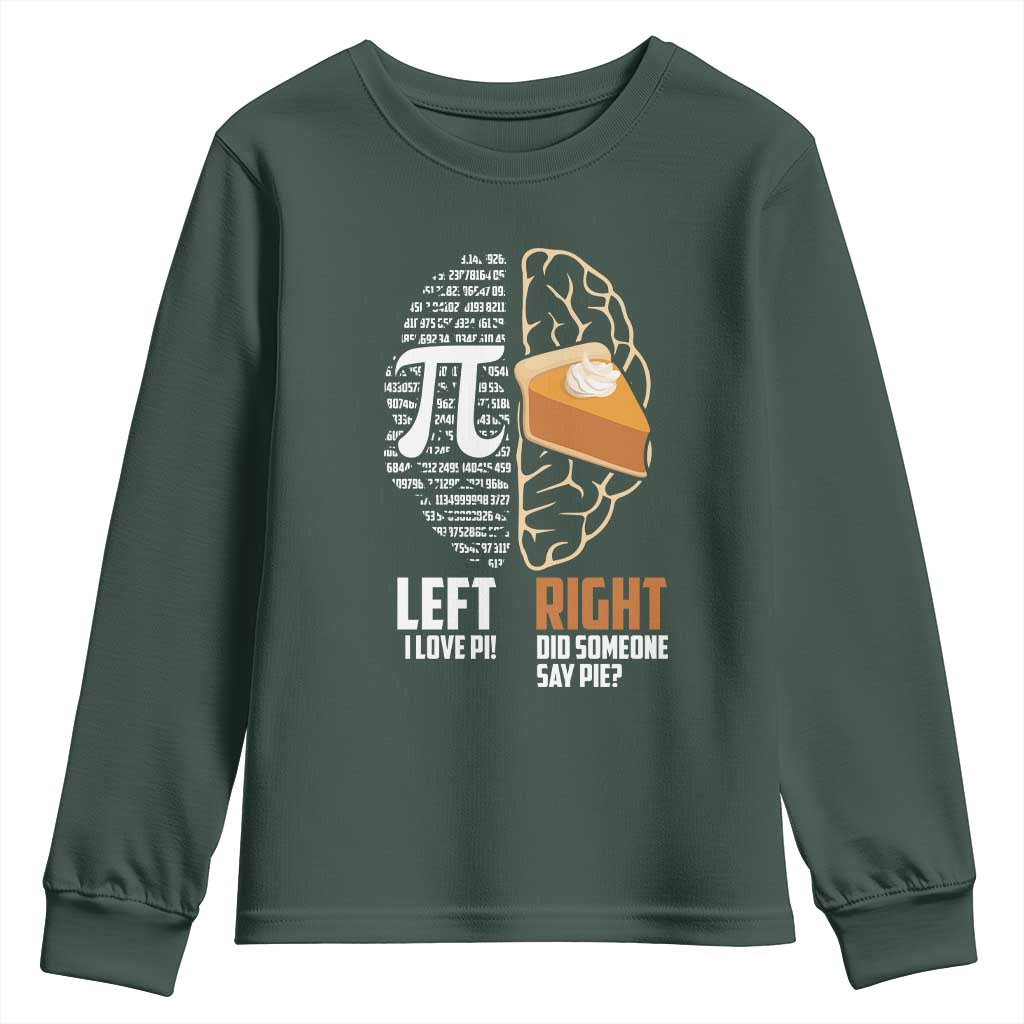 Funny Pi Day Youth Sweatshirt Left Vs Right Brain 3,14 Pie Math Lover