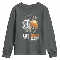 Funny Pi Day Youth Sweatshirt Left Vs Right Brain 3,14 Pie Math Lover