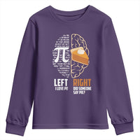 Funny Pi Day Youth Sweatshirt Left Vs Right Brain 3,14 Pie Math Lover