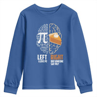 Funny Pi Day Youth Sweatshirt Left Vs Right Brain 3,14 Pie Math Lover