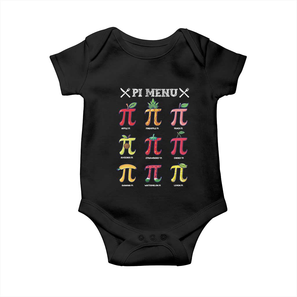 Funny Pi Day Baby Onesie Pi Menu Fruits Pie Math Lover