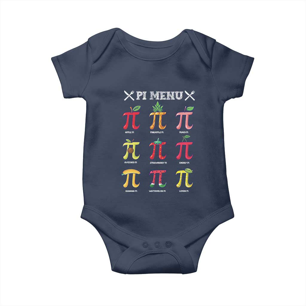 Funny Pi Day Baby Onesie Pi Menu Fruits Pie Math Lover
