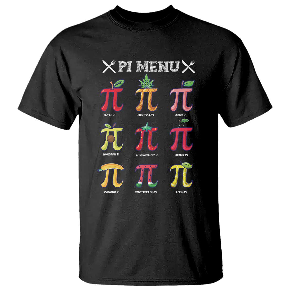 Funny Pi Day T Shirt Pi Menu Fruits Pie Math Lover
