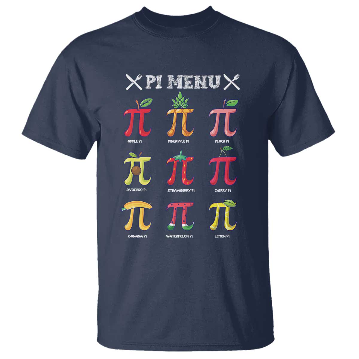 Funny Pi Day T Shirt Pi Menu Fruits Pie Math Lover
