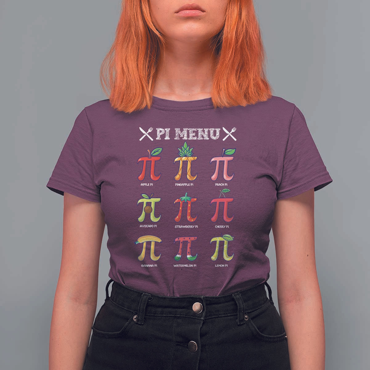 Funny Pi Day T Shirt For Women Pi Menu Fruits Pie Math Lover
