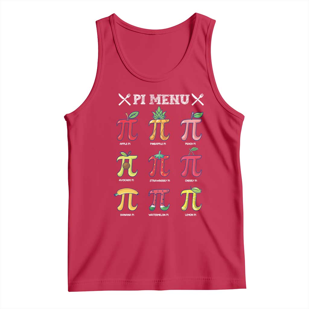 Funny Pi Day Tank Top Pi Menu Fruits Pie Math Lover