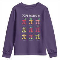 Funny Pi Day Youth Sweatshirt Pi Menu Fruits Pie Math Lover