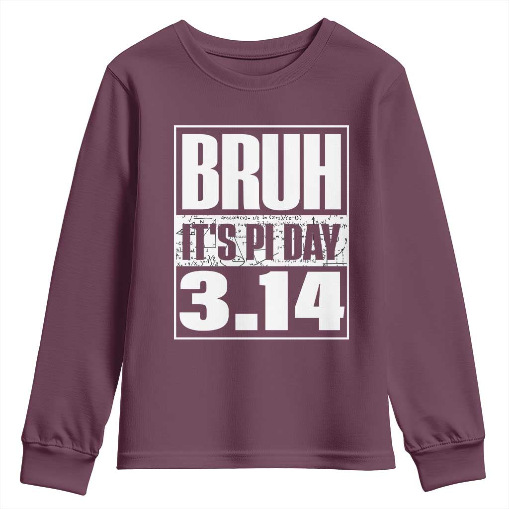 Funny Pi Day Youth Sweatshirt Bruh It's Pi Day 3,14 Math Lover
