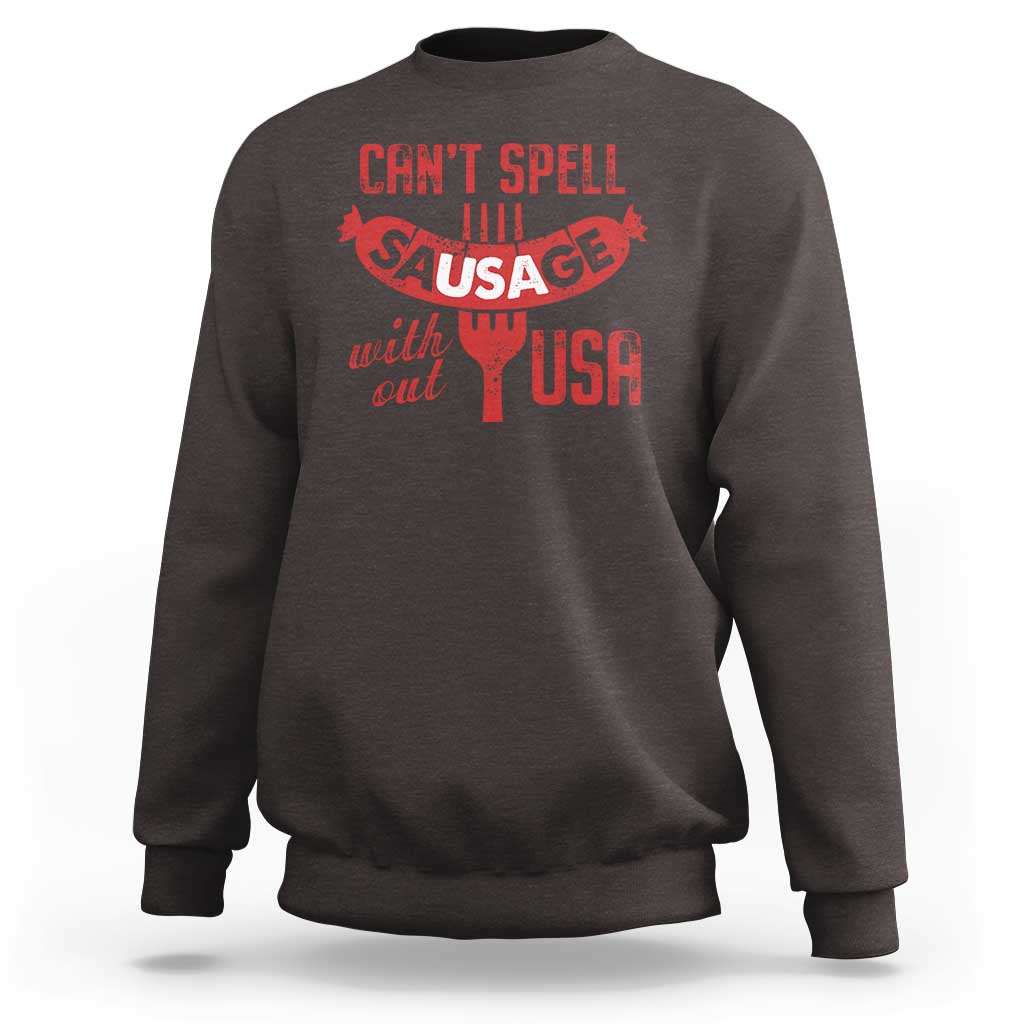 Funny 4th Of July Sweatshirt Can't Spell Sausage Without USA - Wonder Print Shop
