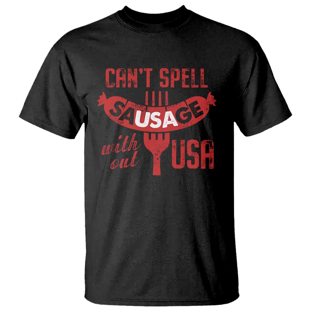 Funny 4th Of July T Shirt Can't Spell Sausage Without USA - Wonder Print Shop