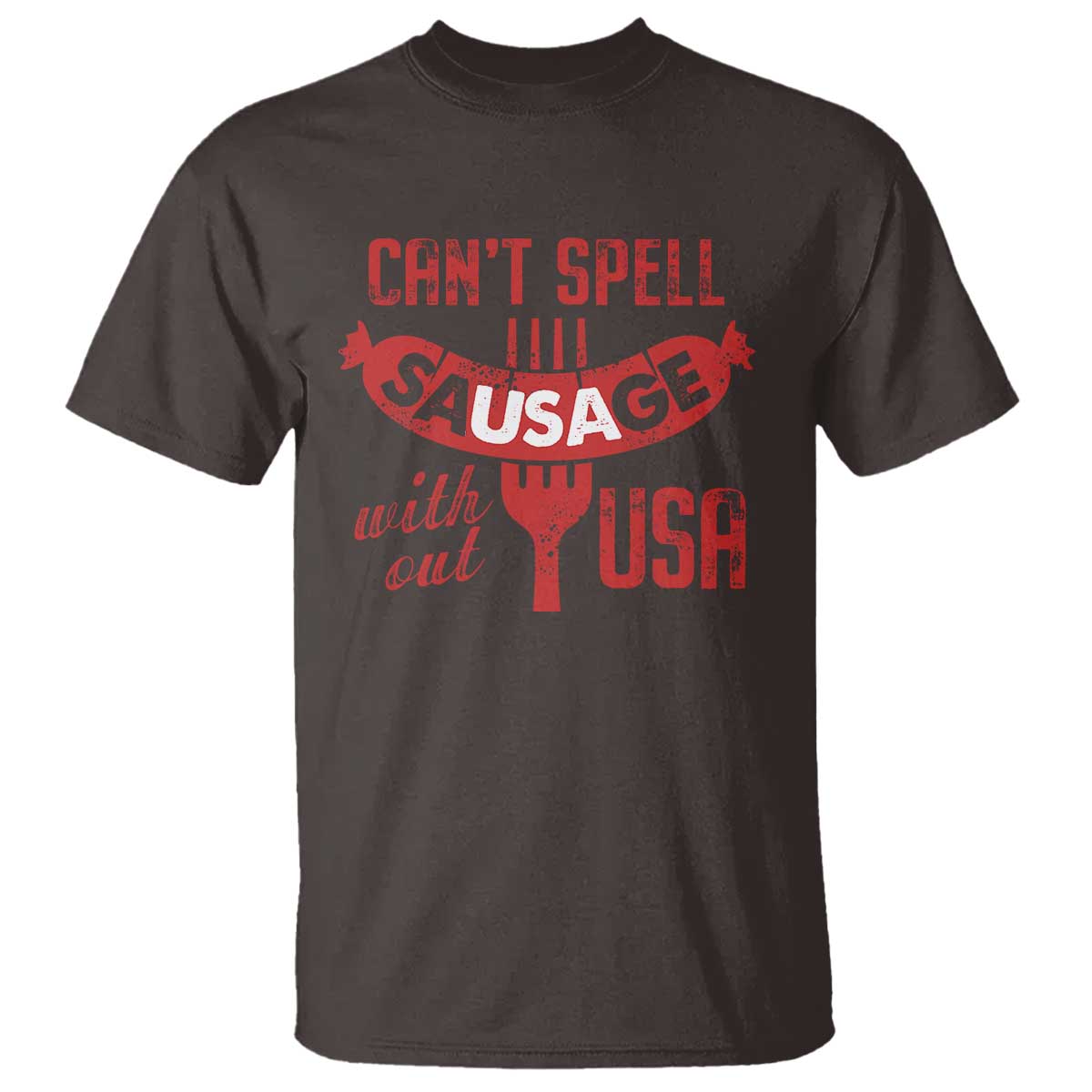 Funny 4th Of July T Shirt Can't Spell Sausage Without USA - Wonder Print Shop