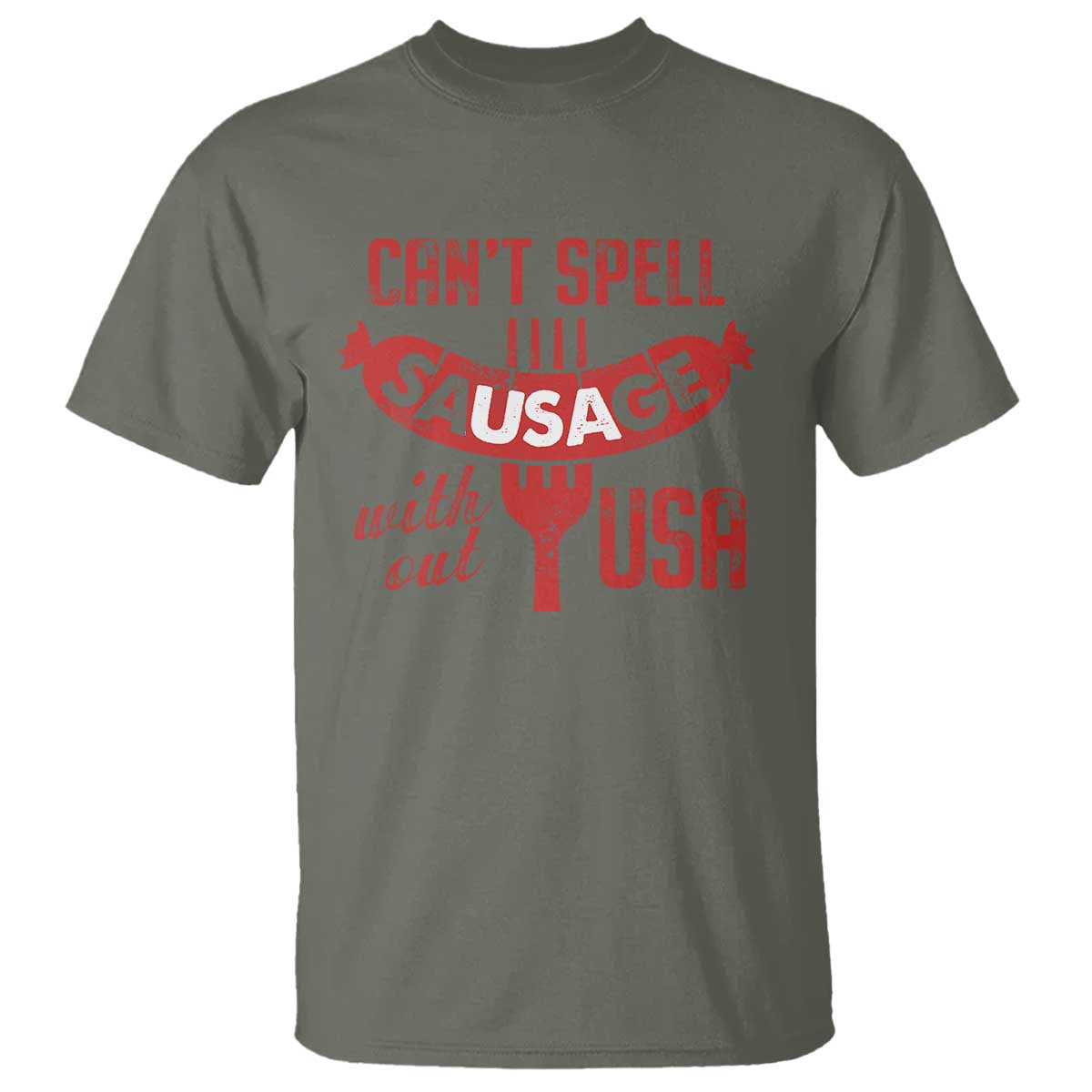 Funny 4th Of July T Shirt Can't Spell Sausage Without USA - Wonder Print Shop