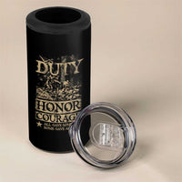 Veteran 4 in 1 Can Cooler Tumbler Duty Honor Courage Patriotic American Flag
