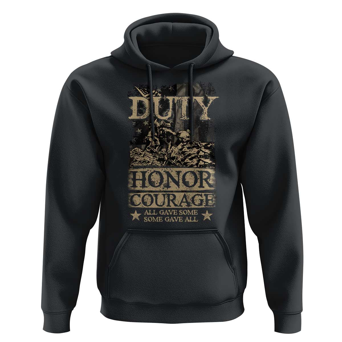 Veteran Hoodie Duty Honor Courage Patriotic American Flag - Wonder Print Shop
