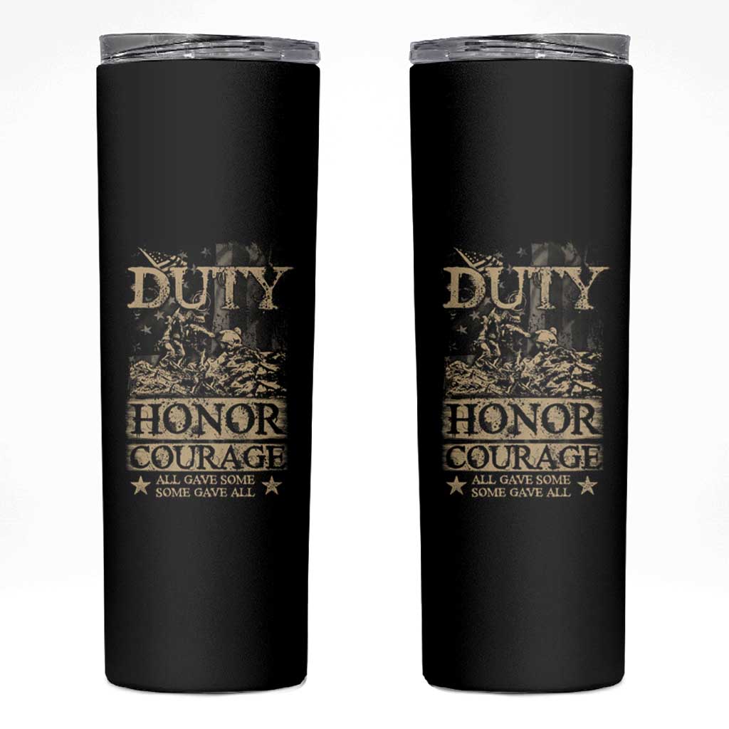 Veteran Skinny Tumbler Duty Honor Courage Patriotic American Flag