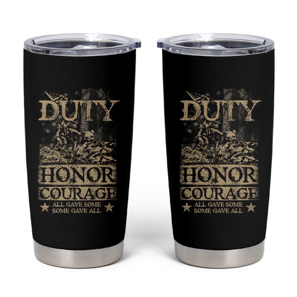 Veteran Tumbler Cup Duty Honor Courage Patriotic American Flag