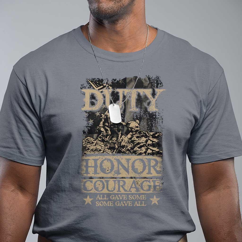 Veteran T Shirt Duty Honor Courage Patriotic American Flag - Wonder Print Shop