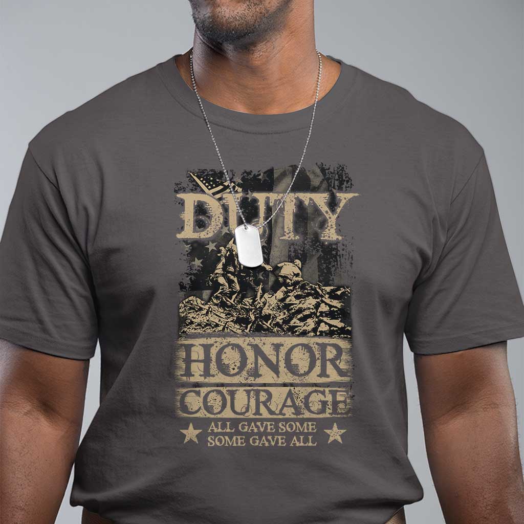Veteran T Shirt Duty Honor Courage Patriotic American Flag - Wonder Print Shop