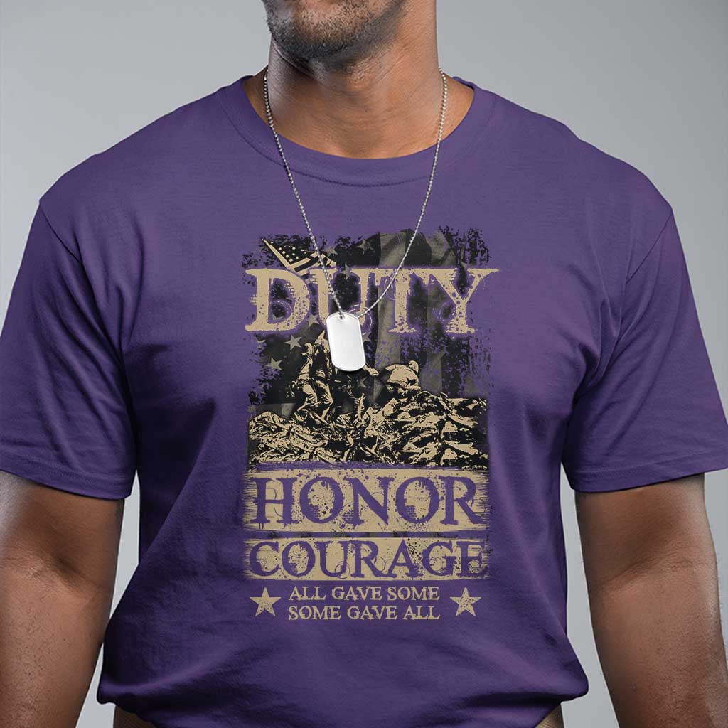 Veteran T Shirt Duty Honor Courage Patriotic American Flag - Wonder Print Shop