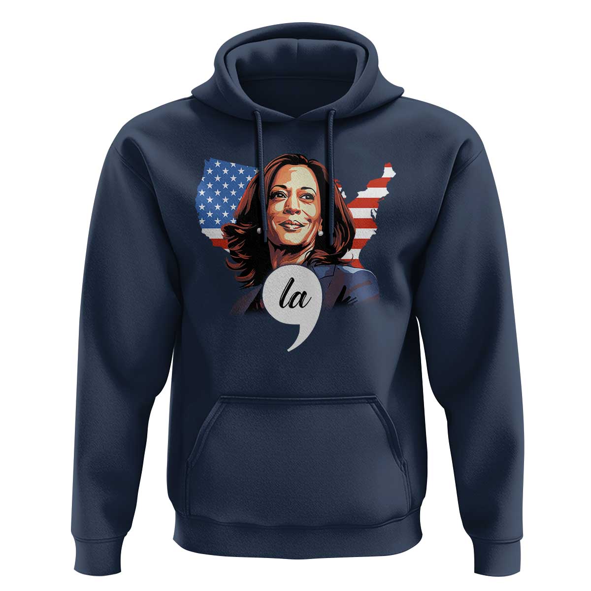 Comma La Harris Hoodie American Flag President 2024 - Wonder Print Shop