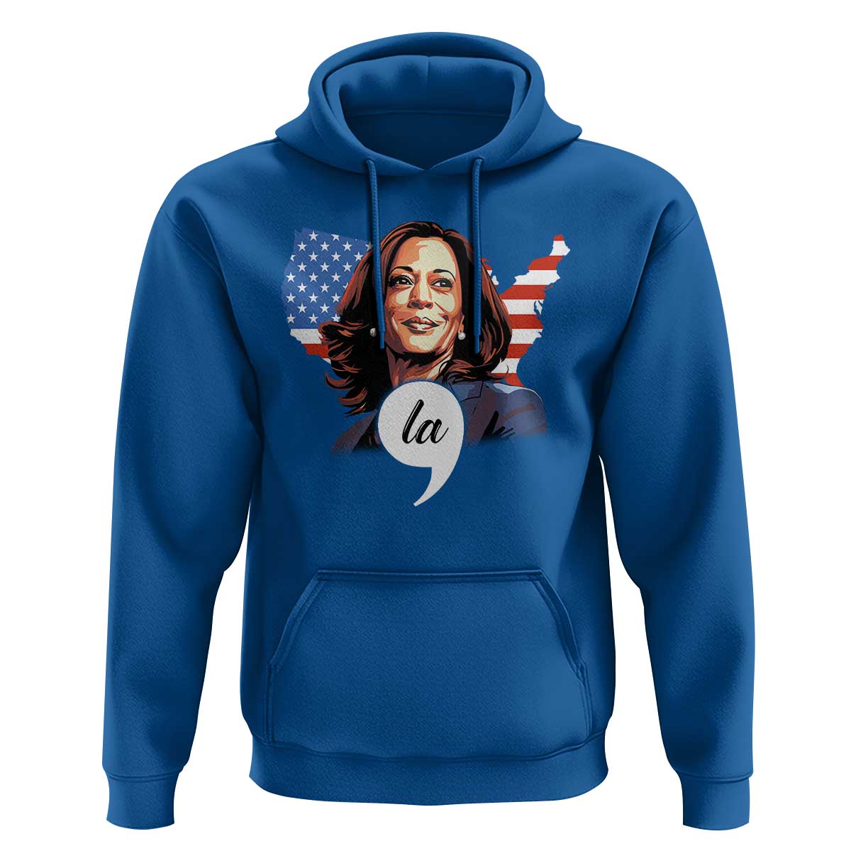 Comma La Harris Hoodie American Flag President 2024 - Wonder Print Shop