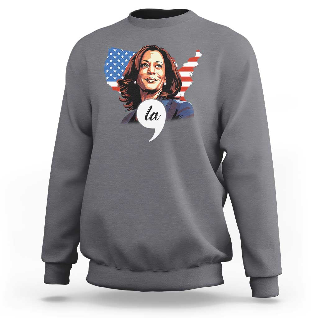 Comma La Harris Sweatshirt American Flag President 2024 - Wonder Print Shop