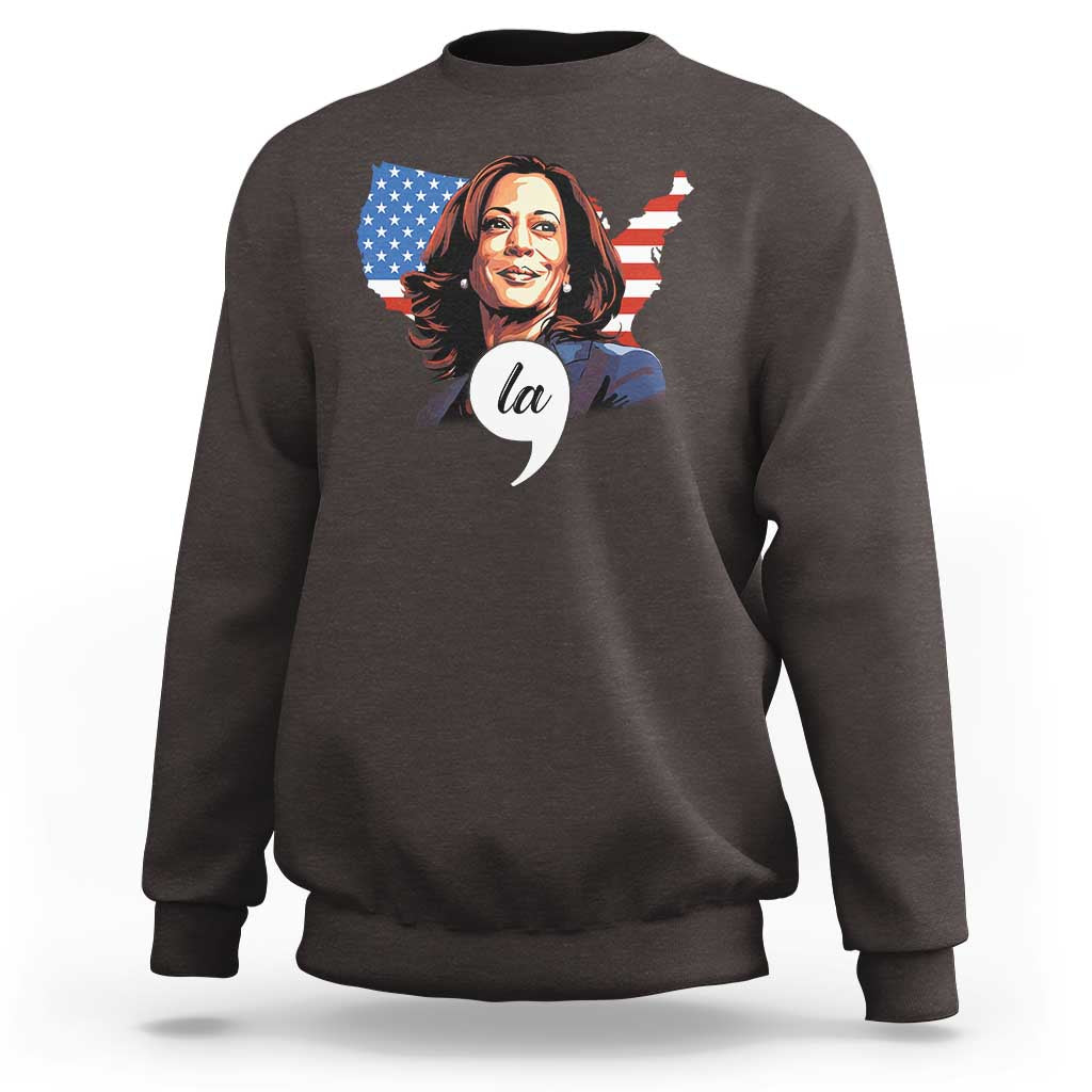 Comma La Harris Sweatshirt American Flag President 2024 - Wonder Print Shop