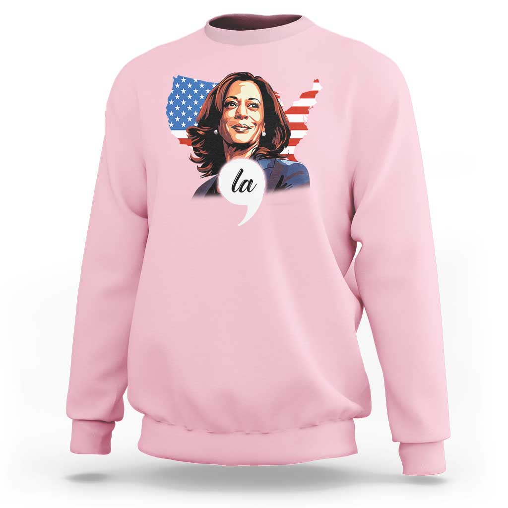 Comma La Harris Sweatshirt American Flag President 2024 - Wonder Print Shop