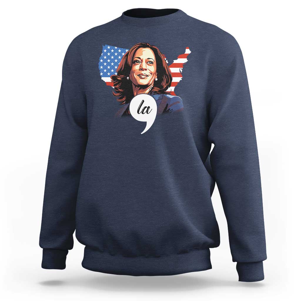 Comma La Harris Sweatshirt American Flag President 2024 - Wonder Print Shop