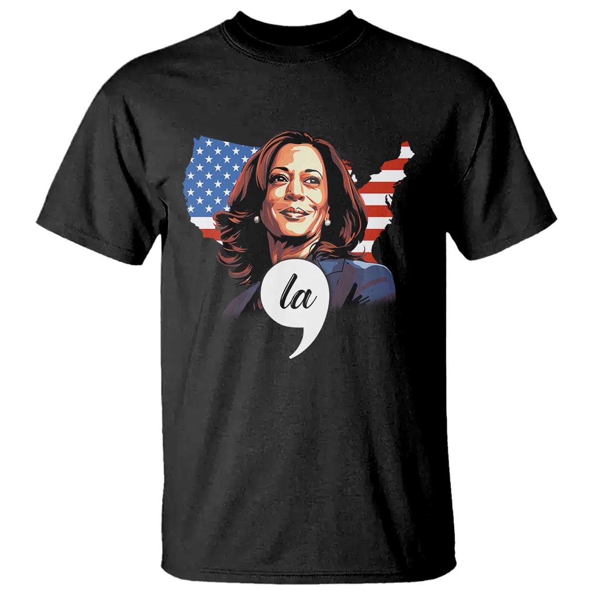 Comma La Harris T Shirt American Flag President 2024 - Wonder Print Shop