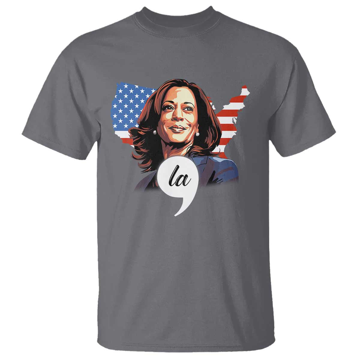Comma La Harris T Shirt American Flag President 2024 - Wonder Print Shop
