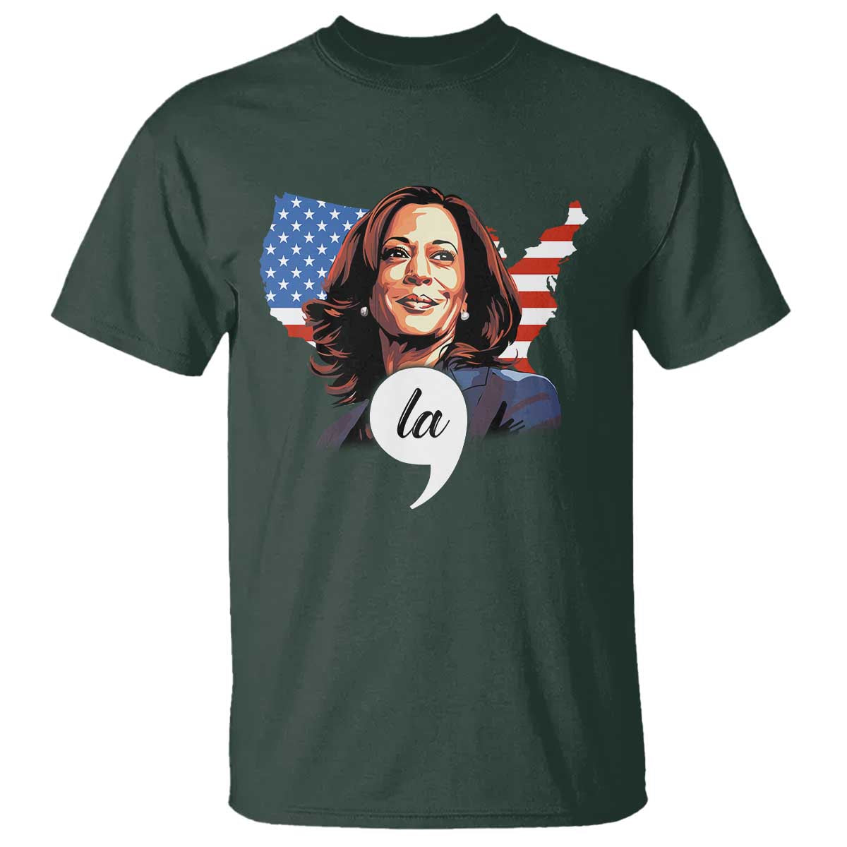 Comma La Harris T Shirt American Flag President 2024 - Wonder Print Shop