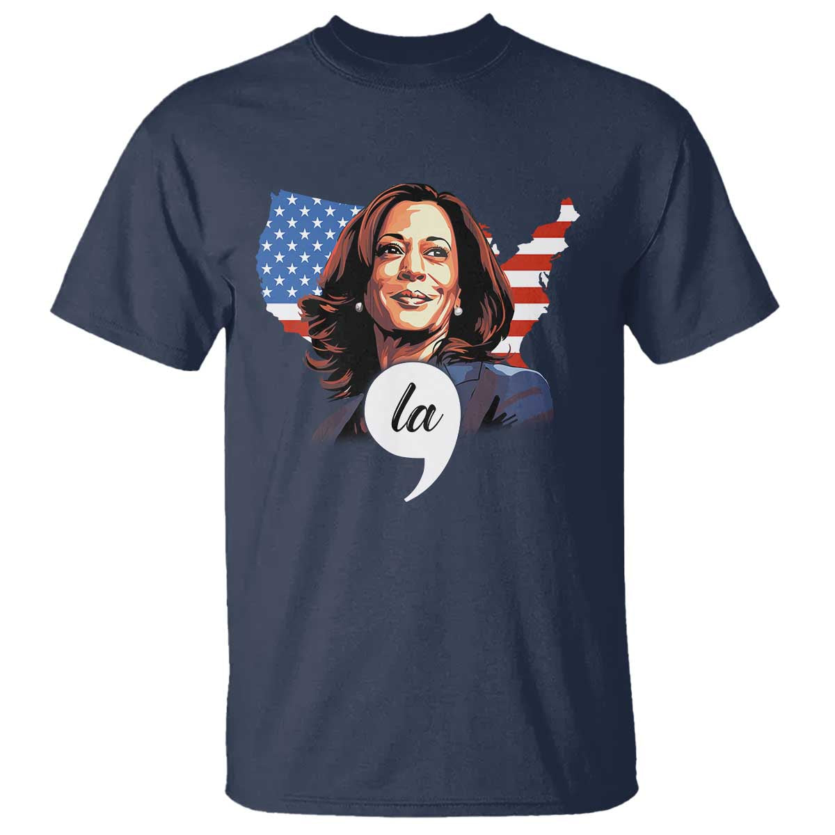 Comma La Harris T Shirt American Flag President 2024 - Wonder Print Shop