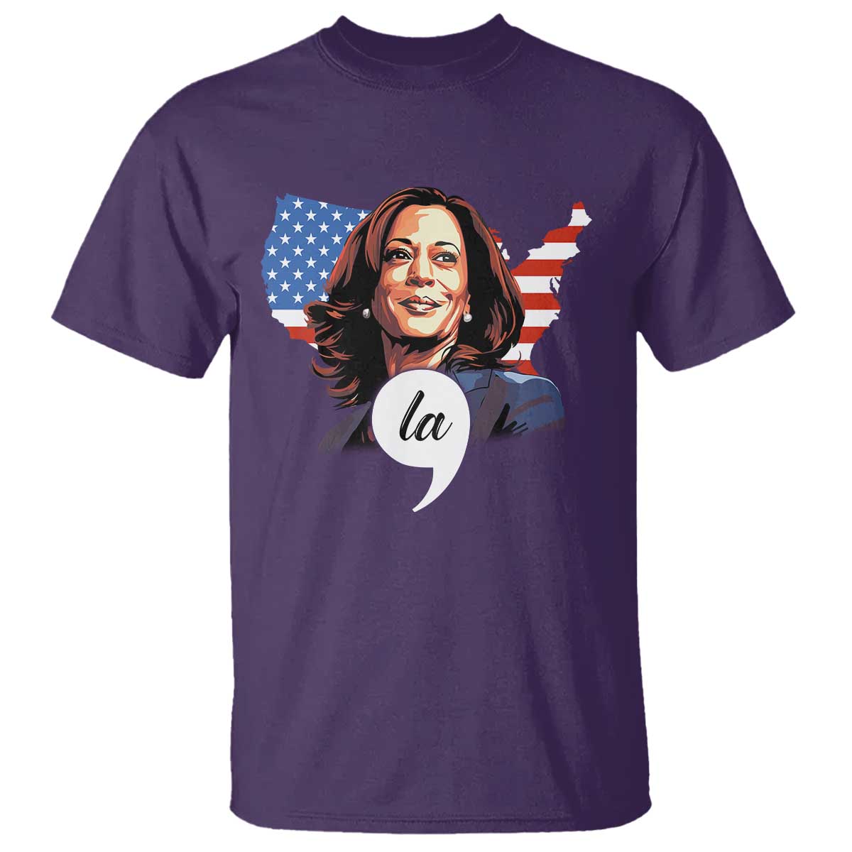 Comma La Harris T Shirt American Flag President 2024 - Wonder Print Shop