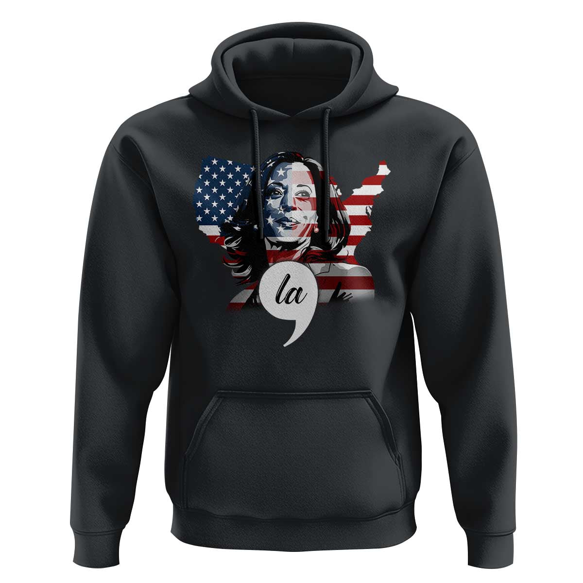 Comma La Harris Hoodie American Flag President 2024 - Wonder Print Shop
