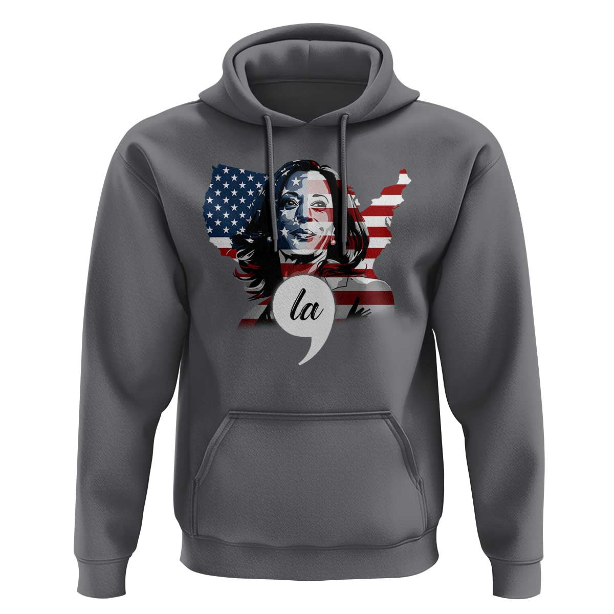 Comma La Harris Hoodie American Flag President 2024 - Wonder Print Shop