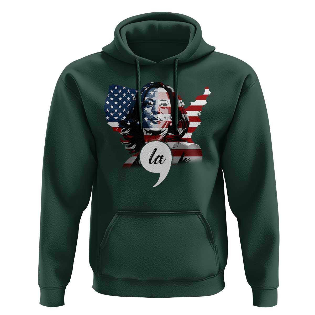 Comma La Harris Hoodie American Flag President 2024 - Wonder Print Shop