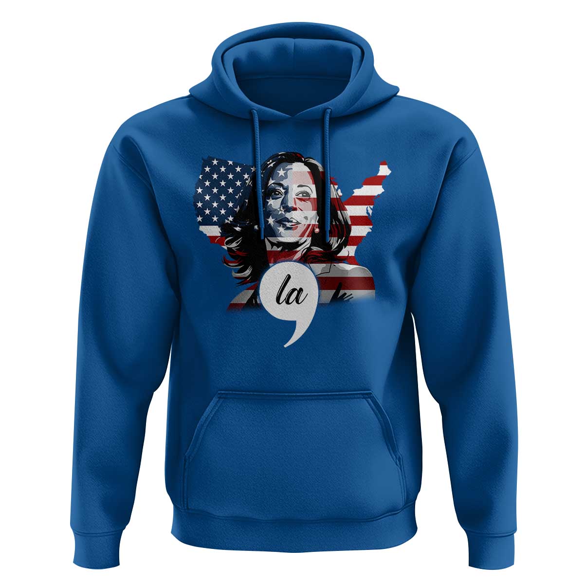Comma La Harris Hoodie American Flag President 2024 - Wonder Print Shop