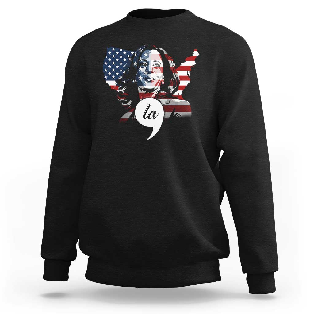 Comma La Harris Sweatshirt American Flag President 2024 - Wonder Print Shop