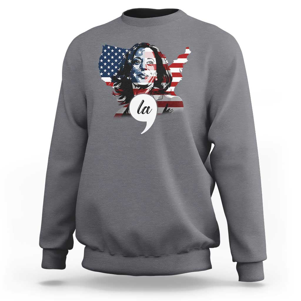 Comma La Harris Sweatshirt American Flag President 2024 - Wonder Print Shop